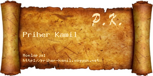 Priher Kamil névjegykártya